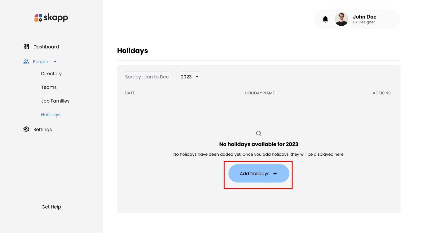 Add Holiday Button Bulk