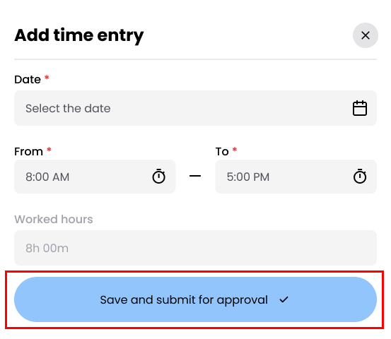 Save and Submit for Approval button