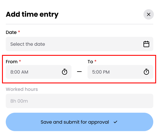 Time selection for From and To Times