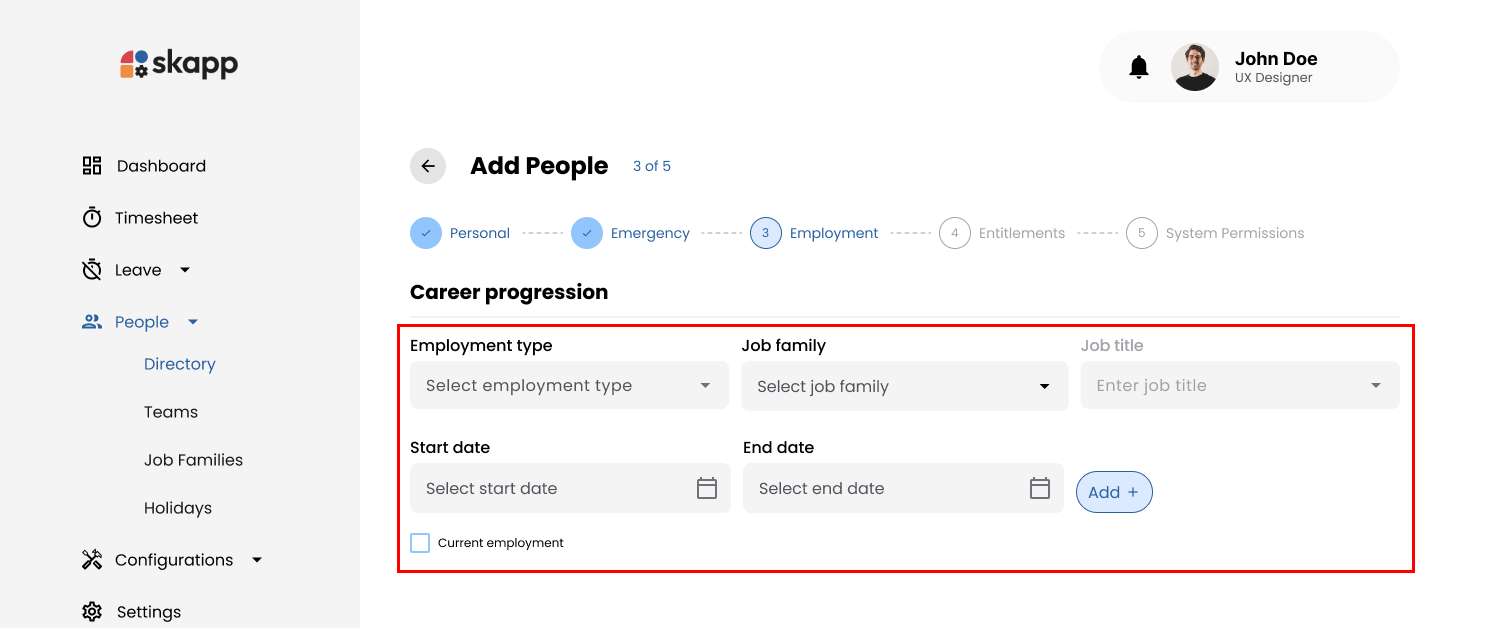 Career Progression Section