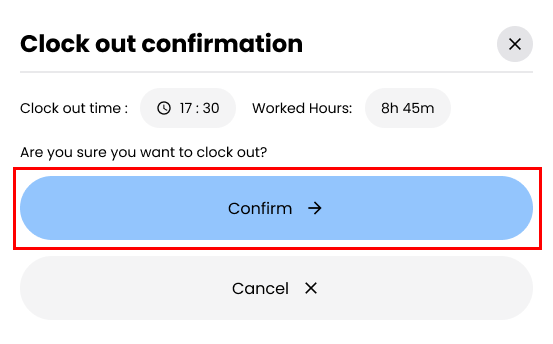 Clock-Out Confirmation Modal