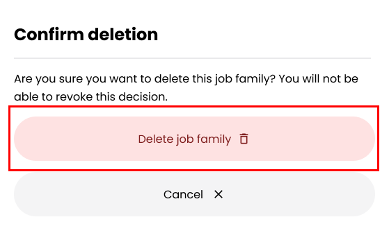 Delete Job Family Button Conformation