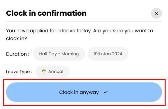 Leave confirmation modal