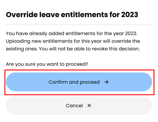 Leave Entitlements Overridden Confirmation