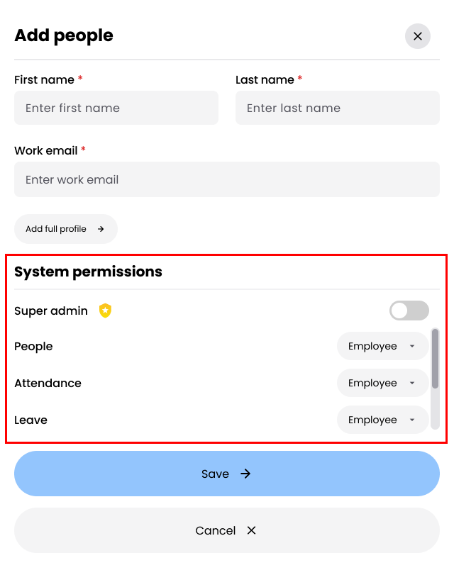 Set User Permissions